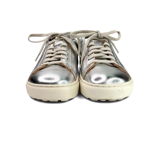 Birkenstock Bend Low Metallic Silver Leather Sneakers Women's Size 6, EUR 37 - Picture 4 of 14